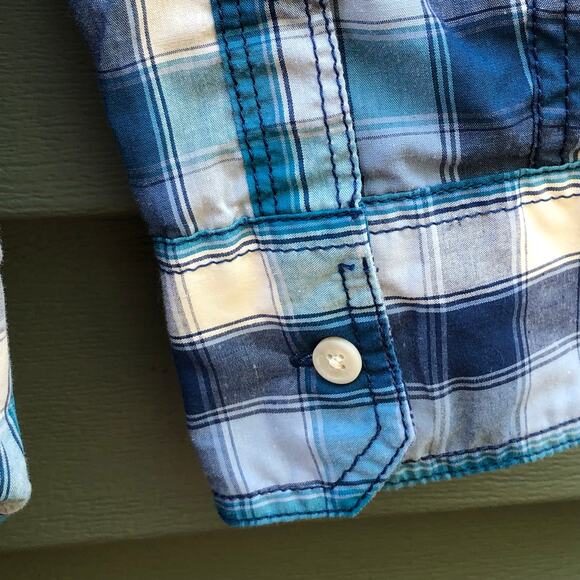 Urban Pipeline Blue Plaid Long Sleeve Button Down Shirt Medium - Picture 5 of 7